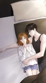 🍁 06df7b22 pareja, cama, romance, dibujos animados, amor, dormir, abrazo whatsapp sticker