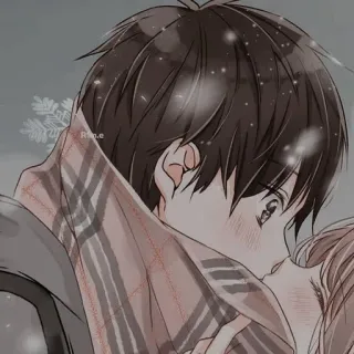 🍁 13783b58 Anime, Beso, Pareja, Romance, Amor, Lindo, Dibujos animados whatsapp sticker