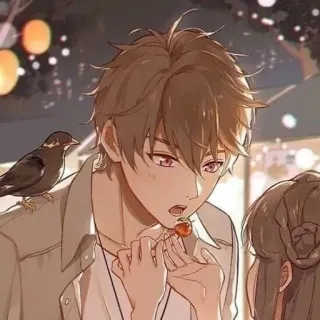 🍁 1c17783d anime, dibujos animados, hombre, fresa, pájaro, romántico, guapo whatsapp sticker