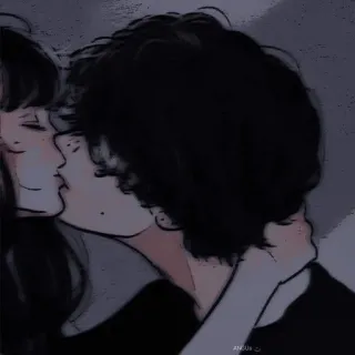 🍁 1c738307 pareja, besando, estilo anime, romance whatsapp sticker