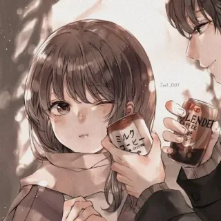 🍁 497dabe2 ミルク コーヒー Anime, Café, Bebida, Pareja, Japonés, Lindo, Estético whatsapp sticker