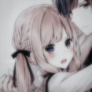 🍁 abca6998 anime, pareja, abrazo, retrato whatsapp sticker