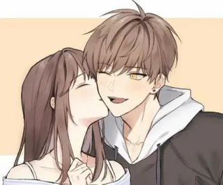 🍁 b09d4663 Anime, Dibujos animados, Pareja, Amor, Beso, Romance, Lindo, Ilustración whatsapp sticker