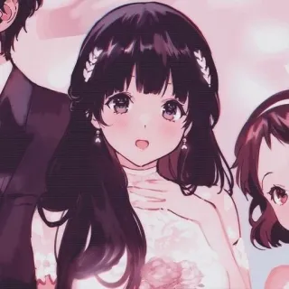 🍁 cdf6a299 Anime, Chica, Lindo, Retrato, Boda, Vestido whatsapp sticker