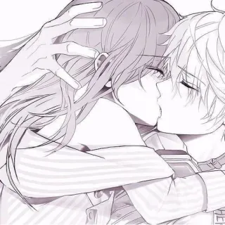 🍁 d015f7c9 beso, anime, amor, pareja, romance whatsapp sticker