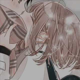 🍁 d185e34e Anime, Pareja, Beso, Romance, Amor, Ilustración whatsapp sticker