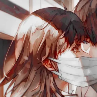 🍁 d54a45b5 Anime, Pareja, Máscara, Ilustración whatsapp sticker