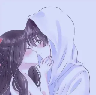 🍁 e58146f7 Anime, Pareja, Beso, Amor, Romance, Dibujos animados, Sudadera con capucha, Afecto whatsapp sticker