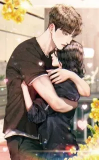 🍁 e89c8ab0 pareja, abrazo, romance, amor, afecto, dibujos animados whatsapp sticker