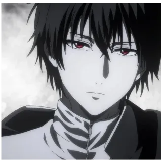 😐 e3912355 动漫, 男人, 肖像, 严肃, 黑发, 红眼 telegram sticker