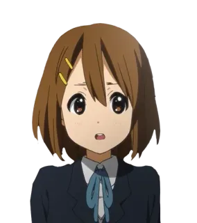 😅 08a730c3 Yui Hirasawa K-On! anime, K-On, Yui Hirasawa, mignon, surpris(e), cheveux bruns telegram sticker