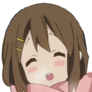 😄 1fae06f9 Yui Hirasawa K-On! Anime, K-On, Yui Hirasawa, Mignon, Joyeux, Dessin animé, Personnage telegram sticker