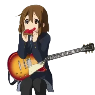 ☺️ 2f584b5a Yui Hirasawa K-On! Anime, K-On, Yui Hirasawa, Guitare, Mignon, Musique telegram sticker