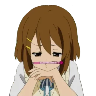 😒 a4dd4742 Yui Hirasawa K-On! Anime, Fille, École, Musique, Mignon telegram sticker