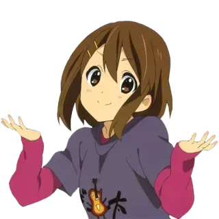 🤔 ac108b58 Yui Hirasawa K-On! Anime, K-On, Yui Hirasawa, Épaules qui haussent, Guitare, Musique telegram sticker