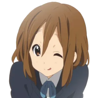 😉 714f4712 Yui Hirasawa K-On! Anime, K-On, Yui Hirasawa, fofa, piscadela, menina telegram sticker