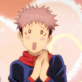 💥 c7e4700c Yuji Itadori Jujutsu Kaisen animé, mignon, manga, joyeux, suppliant, Itadori whatsapp sticker
