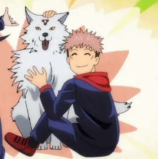 💥 e9dd23ee Yuji Itadori Jujutsu Kaisen Anime, Chien, Mignon, Sorcier, Shonen whatsapp sticker
