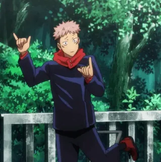 🎱 f7264fb1 Yuji Itadori Jujutsu Kaisen animé, personnage, garçon, danse, pose whatsapp sticker