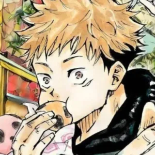 🍪 94271af1 Yuji Itadori Jujutsu Kaisen Anime, Manga, Personaggio, Mangiare, Illustrazione telegram sticker