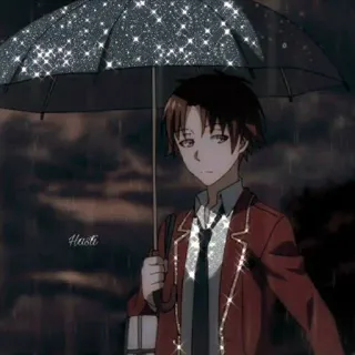 😒 9af1a586 Heasti Anime, Personage, Paraplu, Regen, Stropdas, Portret telegram sticker