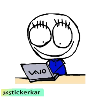 💻 c952f977 @stickerkar pegatina, dibujo animado, portátil, ordenador, persona, dibujo whatsapp sticker