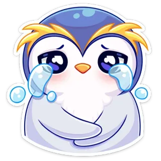 😢 8c772e47 pinguin, weinend, traurig, tränen, emotion, sticker, cartoon, süß telegram sticker
