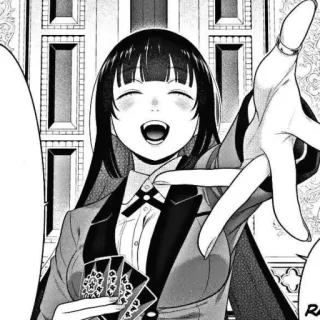 💗 cdd6277f Yumeko Jabami Kakegurui Animé, Manga, Jeu de hasard, Lycée, Cartes, Fille telegram sticker