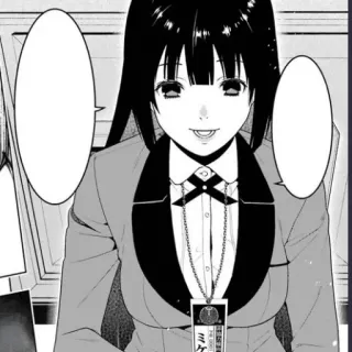 🃏 00cf2c61 Yumeko Jabami Kakegurui anime, manga, gambling, school uniform, black hair, Japanese telegram sticker