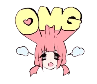 😵 2b29e3f9 OMG Anime, Mädchen, Oh mein Gott, Überraschung, Süß, Kawaii, Cartoon telegram sticker