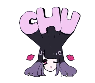 😘 5dcf8d58 CHU kuss, liebe, süß, mädchen, anime, chu, gruß telegram sticker