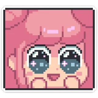 🥺 08d3872e 动漫, 像素画, 可爱, 女孩, 粉色头发, 大眼睛 telegram sticker