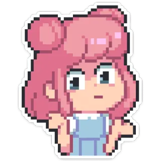 🤷‍♀ 2c331589 像素画, 可爱, 卡通, 女性, 粉色头发, 数字艺术, 角色, 女孩 telegram sticker