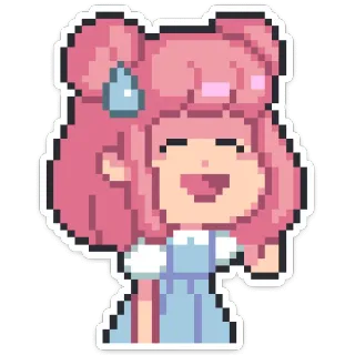 😅 c6943f4b 像素画, 可爱, 粉色头发, 卡通, 动漫, 贴纸 telegram sticker