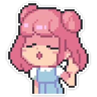 ☝️ db6d9d37 像素画, 动漫女孩, 可爱, 粉色头发, 贴纸 telegram sticker