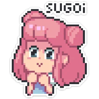 ☺️ 4502d3e7 SUGOI милый, каваий, розовые волосы, пиксель арт, аниме, манга telegram sticker