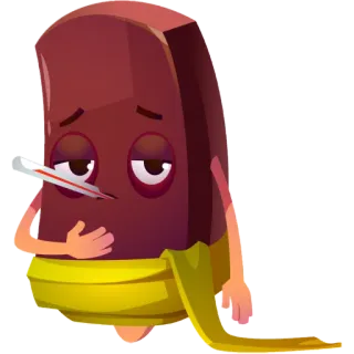 🤒 5f80cb47 chory, czekolada, termometr, kreskówka, postać, choroba, cukierek telegram sticker