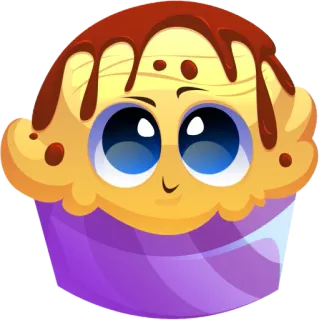 💛 7015b0b5 Babeczka, Deser, Słodki, Uroczy, Kreskówka, Jedzenie telegram sticker