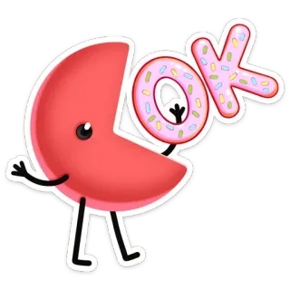 👌 863eb44a OK 好的, 甜甜圈, 可爱, 卡哇伊, 食物, 人物, 粉色, 甜 telegram sticker