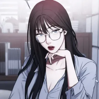 🫐 3141300e wanita, kacamata, kartun, perempuan, rambut panjang, gaya anime whatsapp sticker