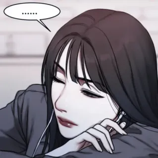 🧭 32163418 ...... wanita, mengantuk, gaya anime, kartun, headphone whatsapp sticker