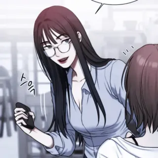 📎 5bb98b12 스윽 wanita, kacamata, kartun, korea whatsapp sticker