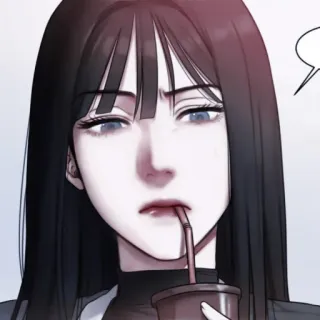 🇱🇺 81e7f0cf wanita, potret, anime, minum, wajah, mata whatsapp sticker