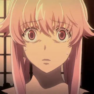 💈 00330943 Yuno Gasai Mirai Nikki Anime, Yandere, Chica, Pelo rosa, Impactada whatsapp sticker