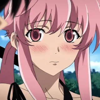 💈 067dbf23 Yuno Gasai Mirai Nikki Anime, Pelo rosa, Yandere, Diario del futuro, Chica whatsapp sticker