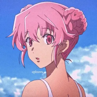 💈 979ba719 Yuno Gasai Mirai Nikki Anime, Yuno, Chica, Pelo rosa, Mirai Nikki, Yandere whatsapp sticker