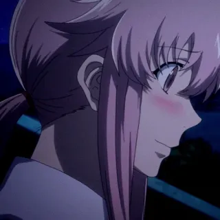 💈 d0a69fa4 Yuno Gasai Future Diary Anime, Yandere, Pelo rosa, Sonriendo, Mujer whatsapp sticker