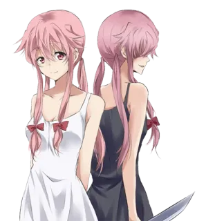 ☺️ 1b3a57b0 Yuno Gasai Mirai Nikki Anime, Yandere, Pisau, Mirai Nikki, Rambut merah muda telegram sticker