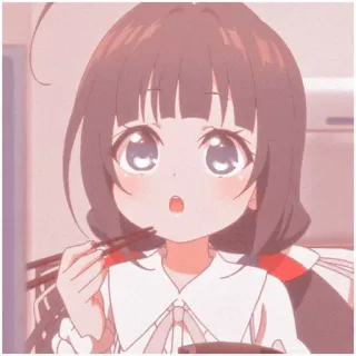 🥢 6e0b5800 애니메이션, 소녀, 먹방, 귀여운, 카와이, 젓가락 telegram sticker