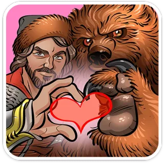 ⭐ eba6441c mężczyzna, niedźwiedź, serce, miłość, przyjaźń, rosyjski, bajka, fantazja telegram sticker